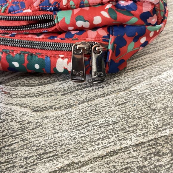 LUG $99 Ranger Quilted Embroidered Red Floral Crossbody Bag Purse READ! - Picture 7 of 16